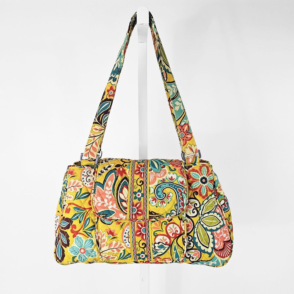 Vera Bradley Quilted Shoulder Bag Provencal Yellow Paisley Pattern 2012
